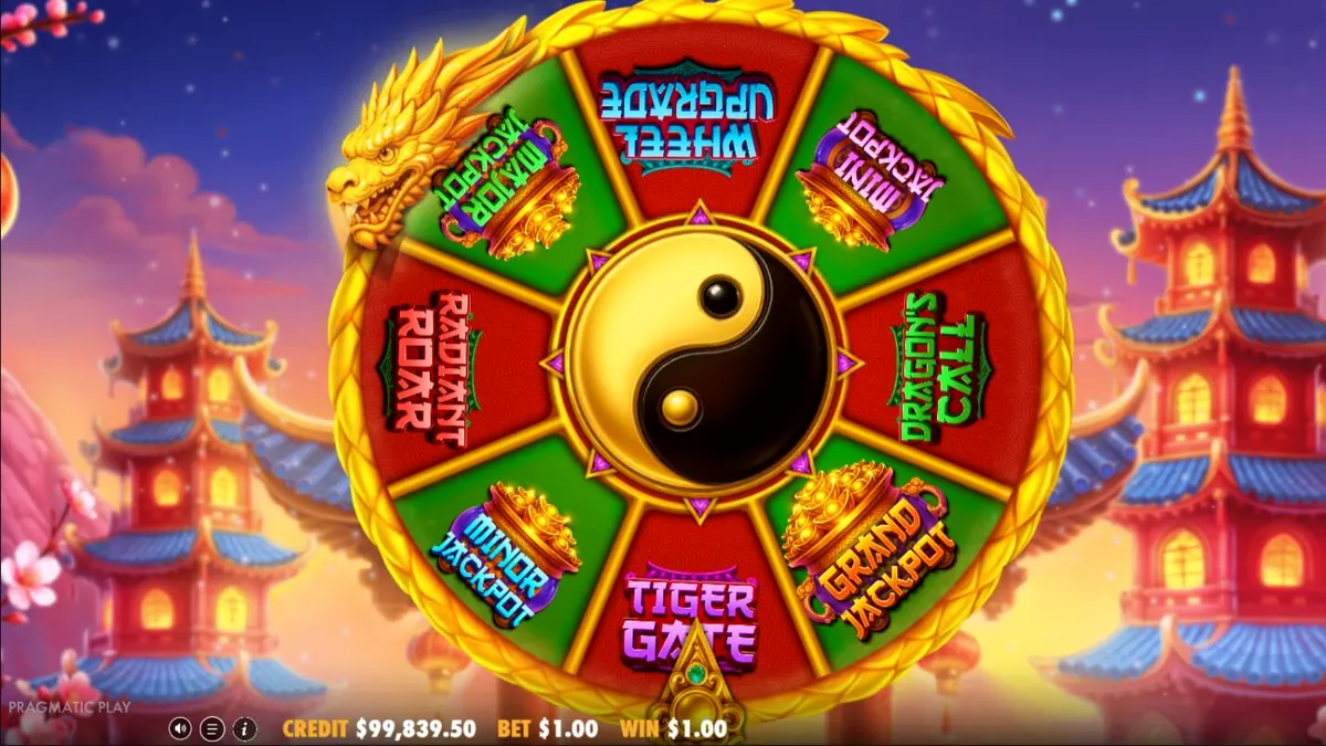 Tampilan visual slot Dragon Tiger Fortunes dengan tema oriental yang meriah